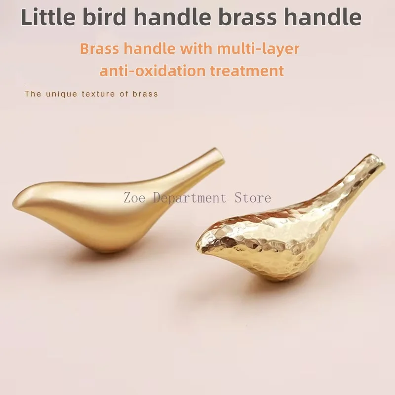 Bird Knob Pure Copper Drawer Handle Gold Retro Light Luxury Brass Simple Cabinet Doors Decoration Furniture Handle