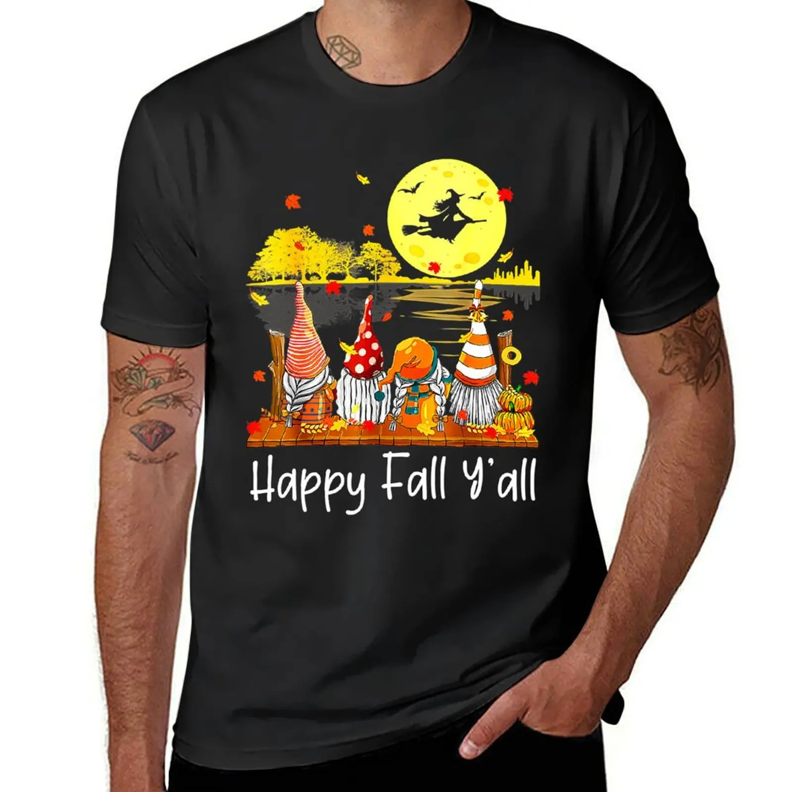 Happy Fall Yall Gnome Friend Pumpkin Funny Autumn Gnomes T-shirt plain vintage clothes summer top boys whites plain t shirts men