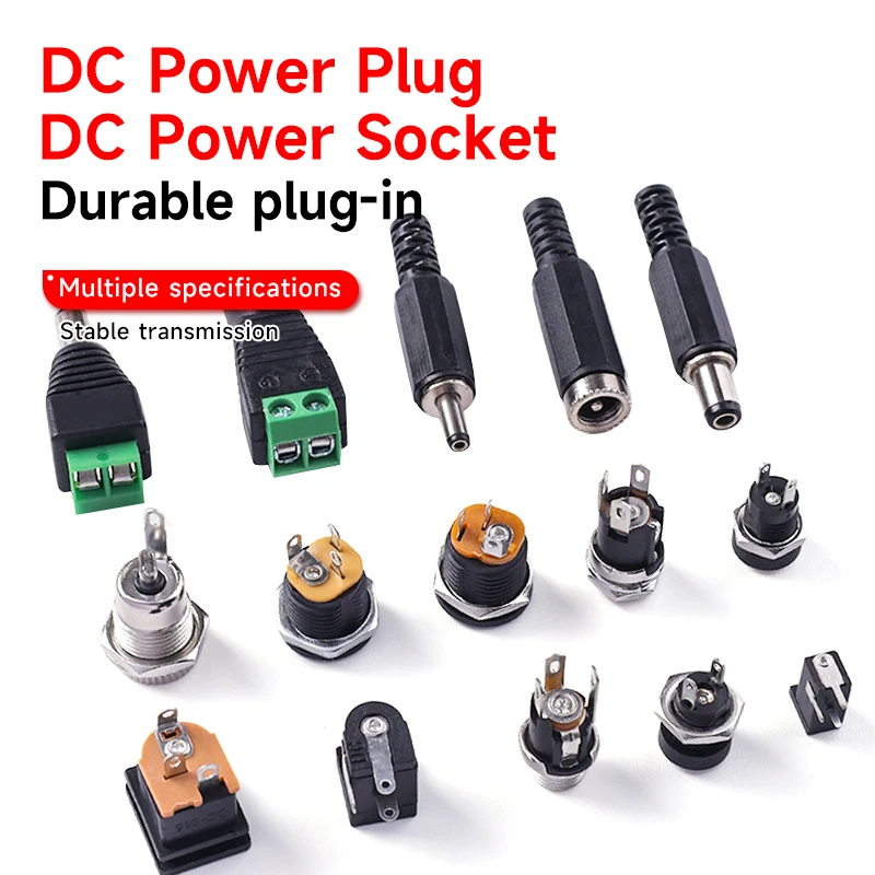 5pcs DC Power Adapter Connector Set Socket Plug Adapter Male Female Ends for Electronics DIY Projects