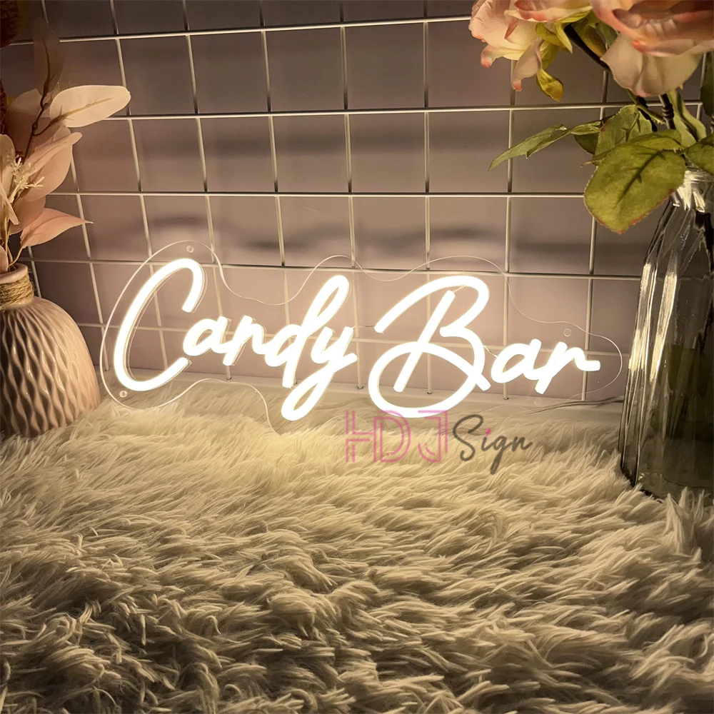 LED Neon Sign Candy Bar Neon Light Sign Wall Decoration for Candy Store Room Party Decor Kids Birthday Gift Night Neon Lights