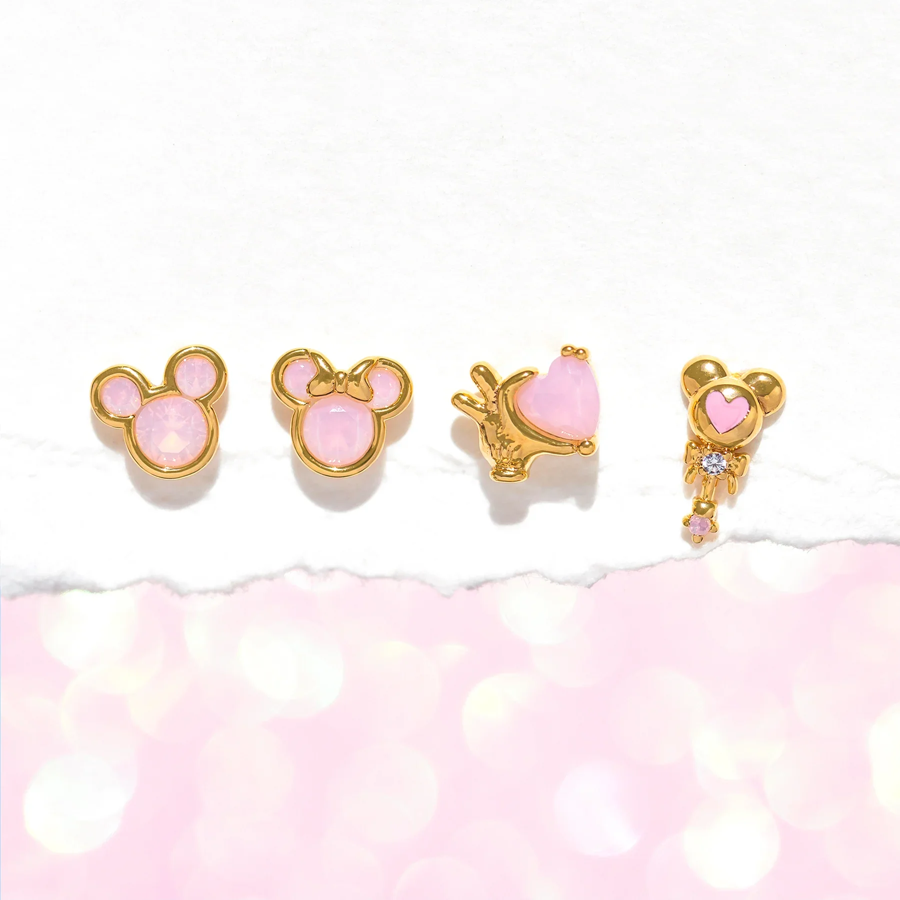 MIGGA 4pcs Cute Pink/Blue Cubic Zircon Cartoon Stud Earrings Set Gold Color Women Girls Gift Jewelry