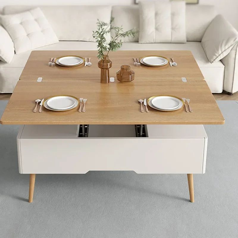 Mesa de centro móvil de estilo nórdico, mueble Moderno, organizador, elevador, Trau