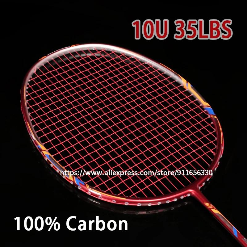 1PCS Professional Max Tension 35LBS 100% Full Carbon Fiber Badminton Rackets Strung 10U G4 13kg Training Racquet With Bags Adult