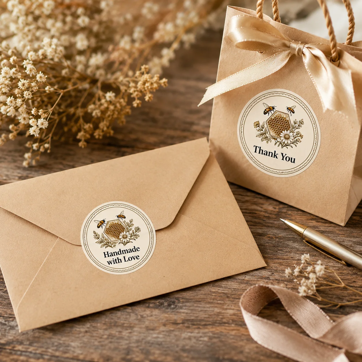 Customized Multiple Set Name Honey Jar Labels, Bee-Shaped Stickers, Personalized Gift Bags