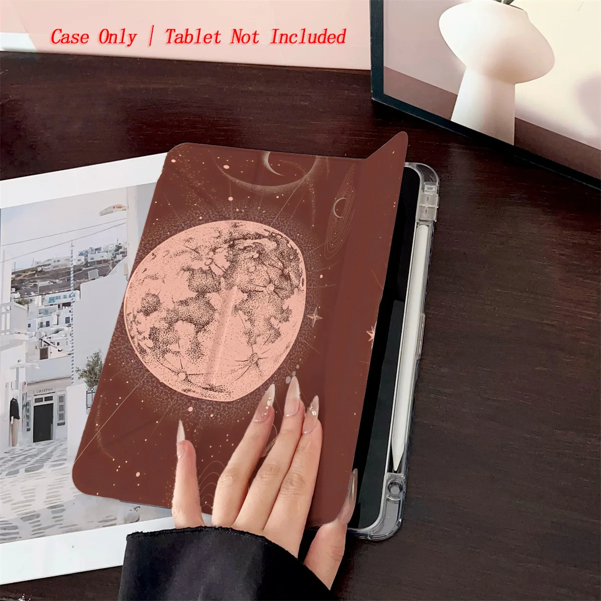 Dreamy Y-Fold Full Moon in Sky iPad Case For Apple iPad Pro 11/12.9 Air 3/4/5 Mini 5/6 8th-10th Gen Cover