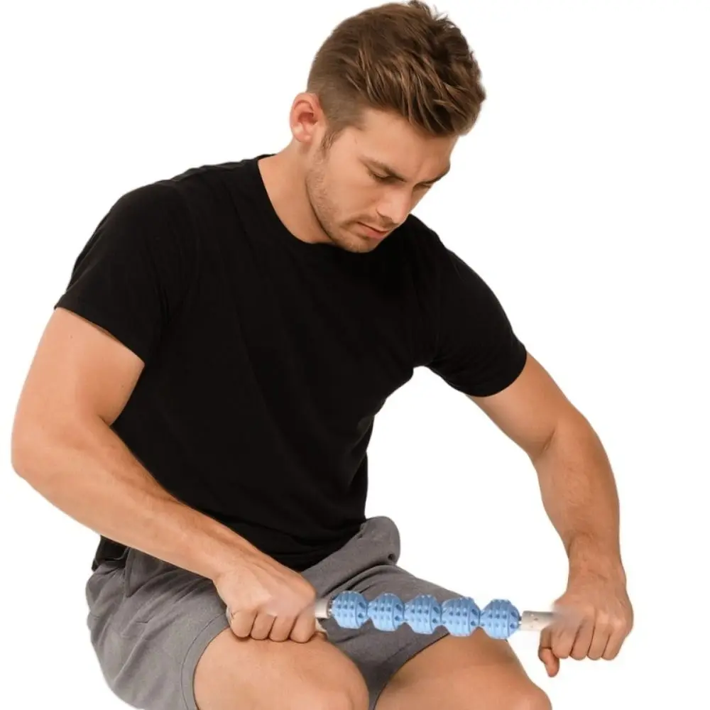 

4-шариковый роликовый массажный ролик, фасциальный массаж, портативная массажная палочка для мышц, текстура волчьего зуба, легкая массажная палочка для ног