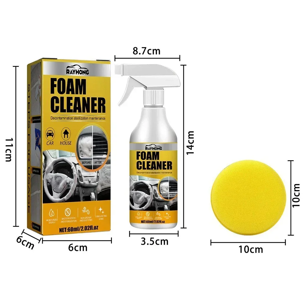 1-5pcs 60ML Multi-Purpose Foam Cleaner Leather Clean Wash Car Interior Home Cleaning Tool Maintenance Surface Spray Foam Cleaner