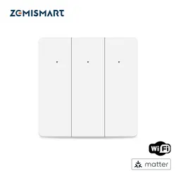 Zemismart Matter WiFi Wall Light Switch 1 2 3 Gangs EU Smart with Neutral Push Button Switches SmartThings Google Home Control