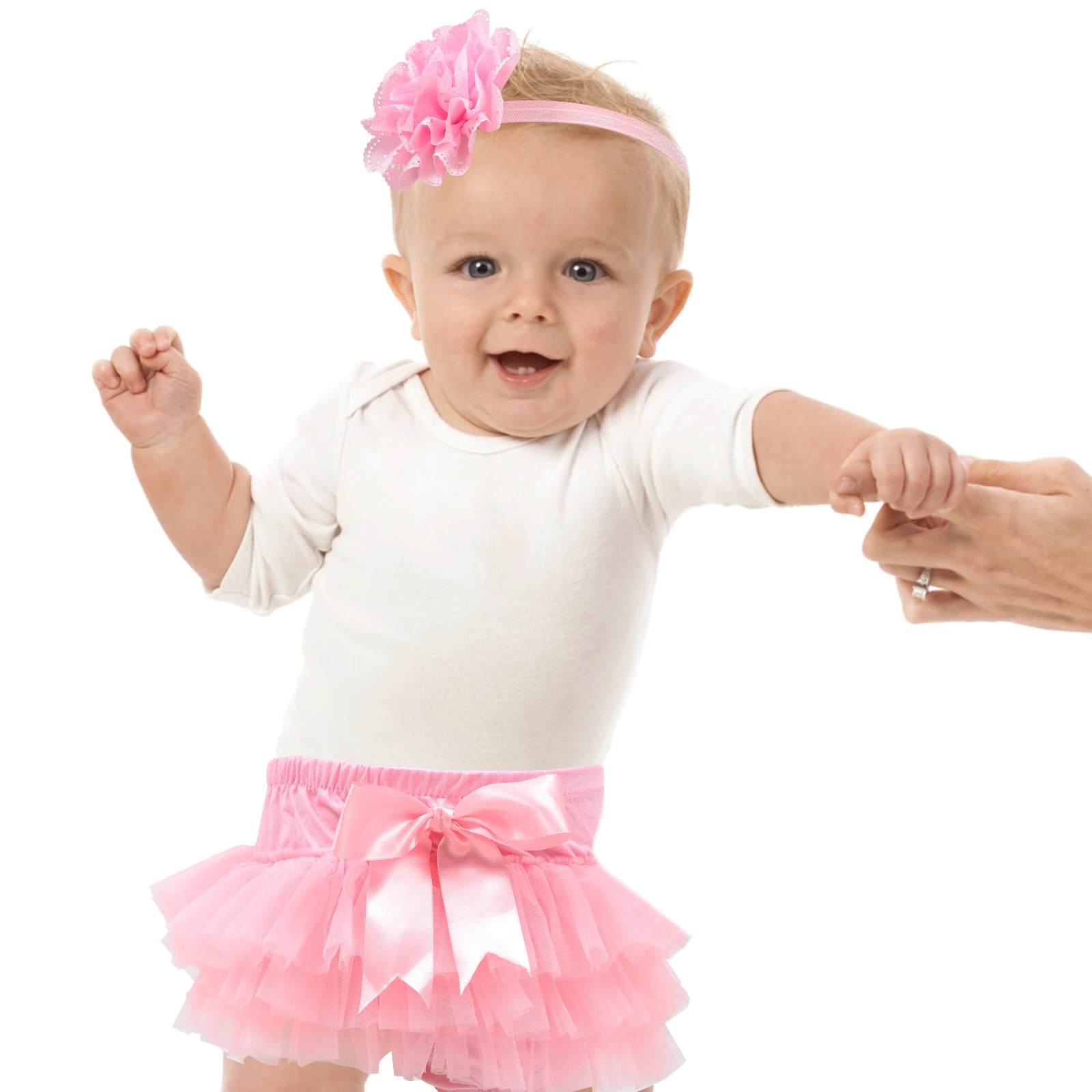 

Baby Tutu Skirt Newborn Toddlers Girls Party Dress Headdress Pink L Size Tulle Satin Elastic Waist Durable Easy Wash Stain