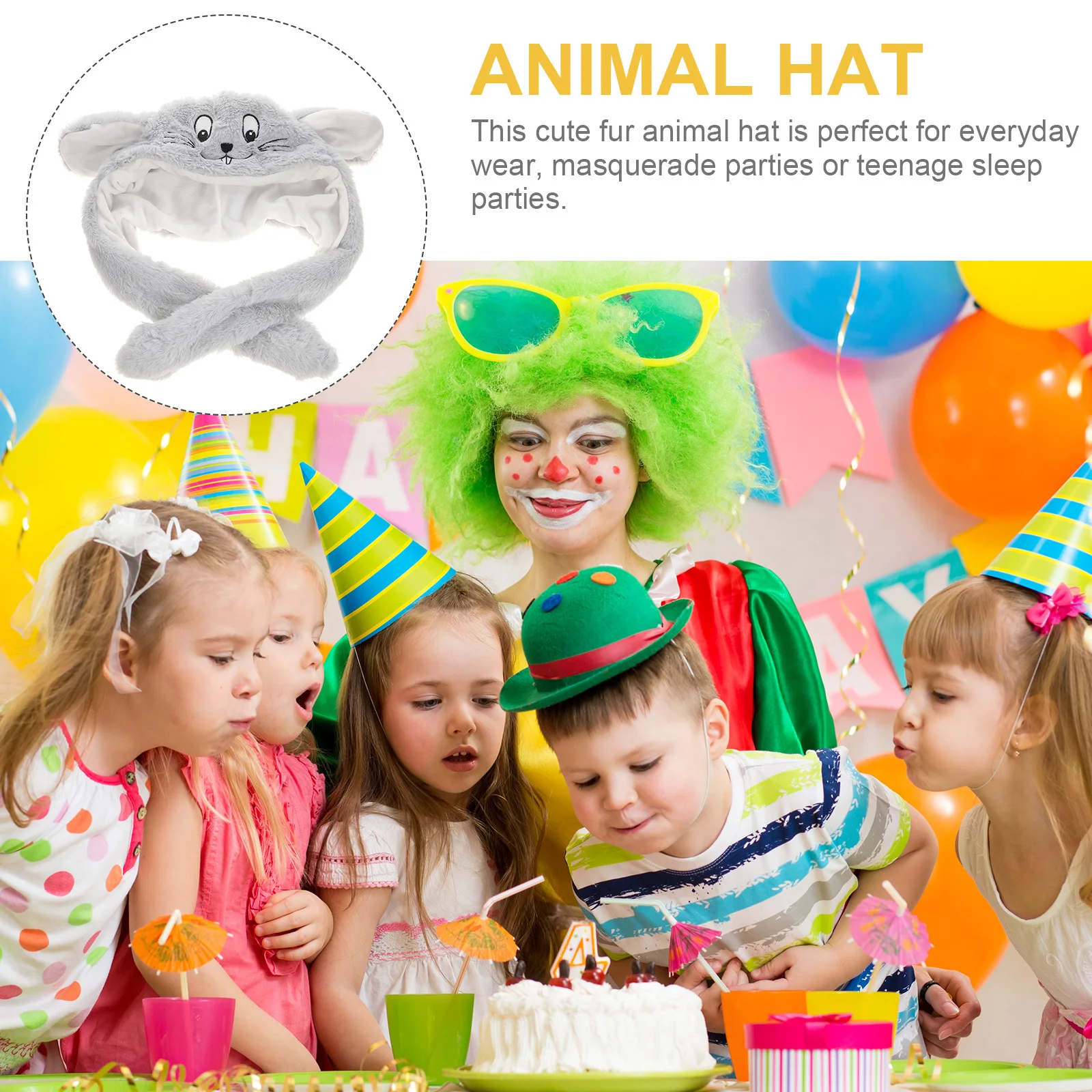 

Adjustable Mouse Headwear Funny Cosplay Hat Cartoon Animal Costume Party Photo Props Winter Warm Accessory Mouse Hat
