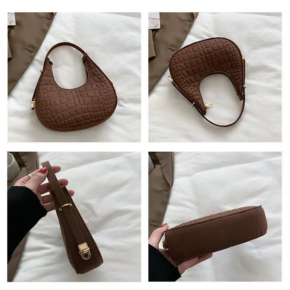 Sac à Main en Feutre de Luxe avec Poignée Sous les Bras pour Femme, Pochette à Motif Alligator, à la Mode