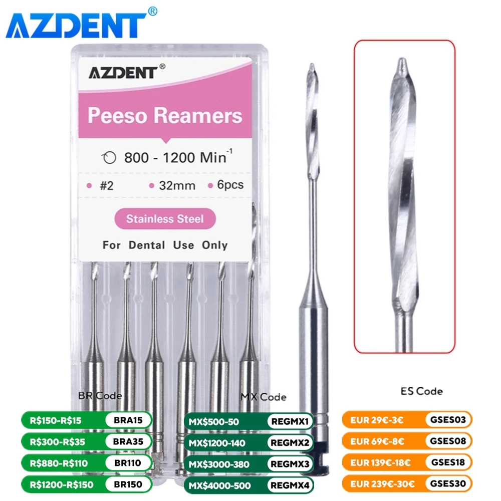 Dental Endodontic Drill Gates Glidden AZDENT Peeso Reamers Rotary Paste Carriers 32mm/25mm Engine Use Stainless Steel Endo Files