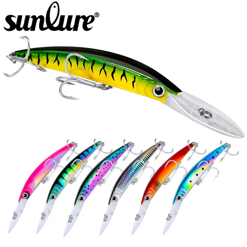 

10PC S 2/0# Bionic Sea Fishing Lure Set Laser Minnow Plastic Hard Bait 17cm 27g Fake Bait for Angling