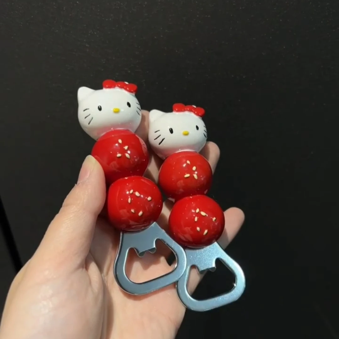 카와이 헬로 키티 귀여운 병따개 냉장고 스티커 자기 맥주 드라이버 만화 홈 인테리어 패치 애니메이션 인형