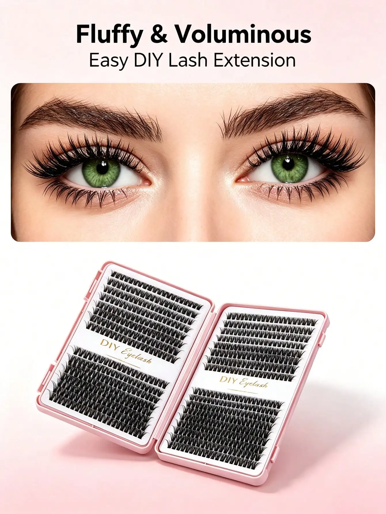 DIY Wimpernverlängerungen für Anfänger, Mischlänge Natürliche Volumen Einzelne Wimpernbüschel, Praktische Segmentierte Falsche Wimpern – Detail 4