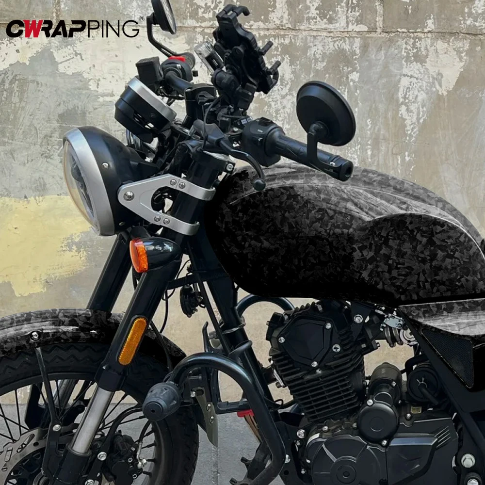 Motorcycle Stickers PET Forged Carbon Wrap Fiber Car Decorating Waterproof Automotive Vinyl Wrap Self-adhesive Scratch-resistant