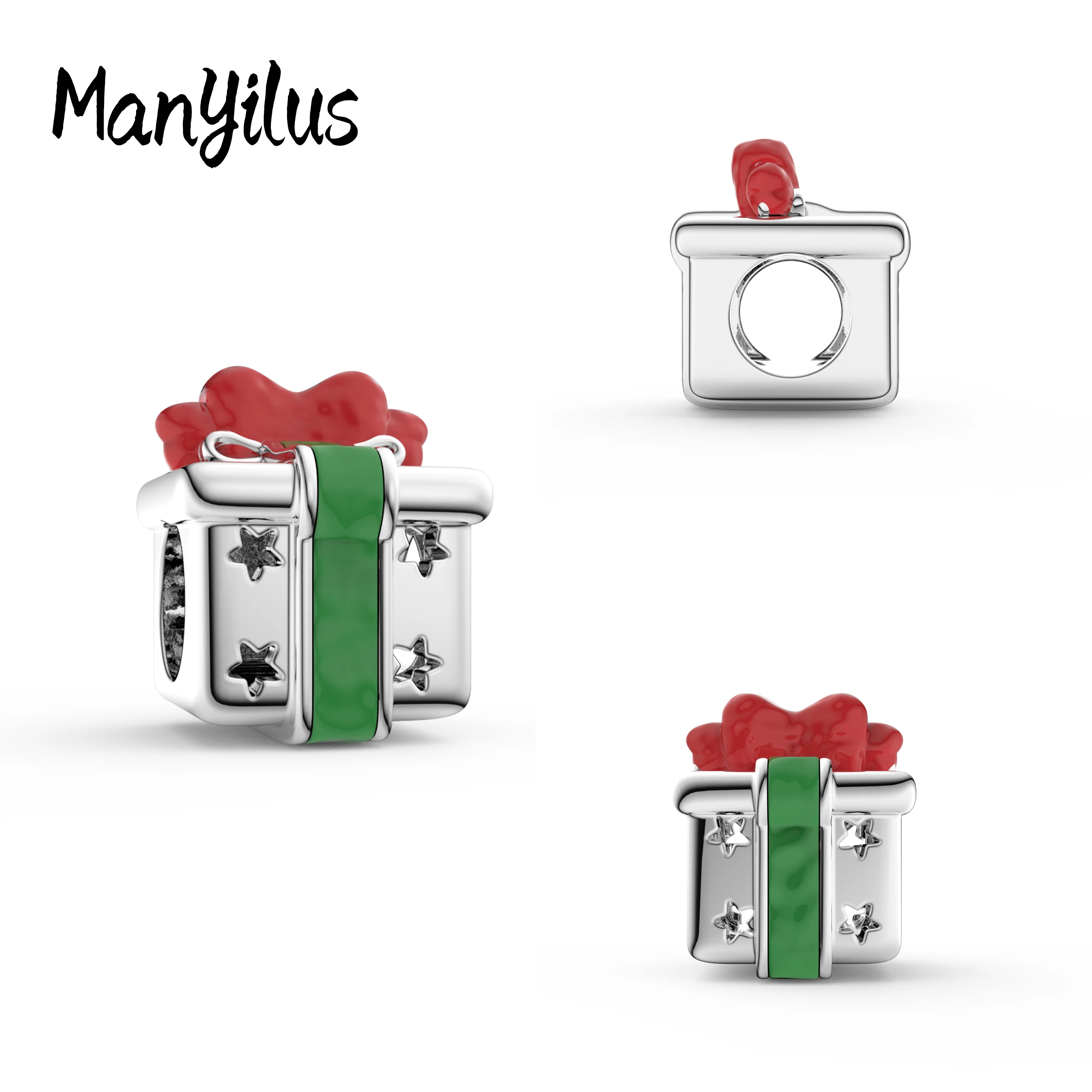 

Manyilus 2025 New Christmas Gift Box Charms S925 Sterling Silver Trinkets Beads For Original Bracelet Charm 925 Diy Jewelry Gift