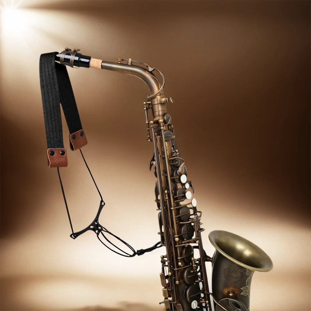 サックスネックストラップ レザーサックスハーネス 調節可能なパッド入りサックスネックストラップ アルト テナー バリトン ソプラノ用