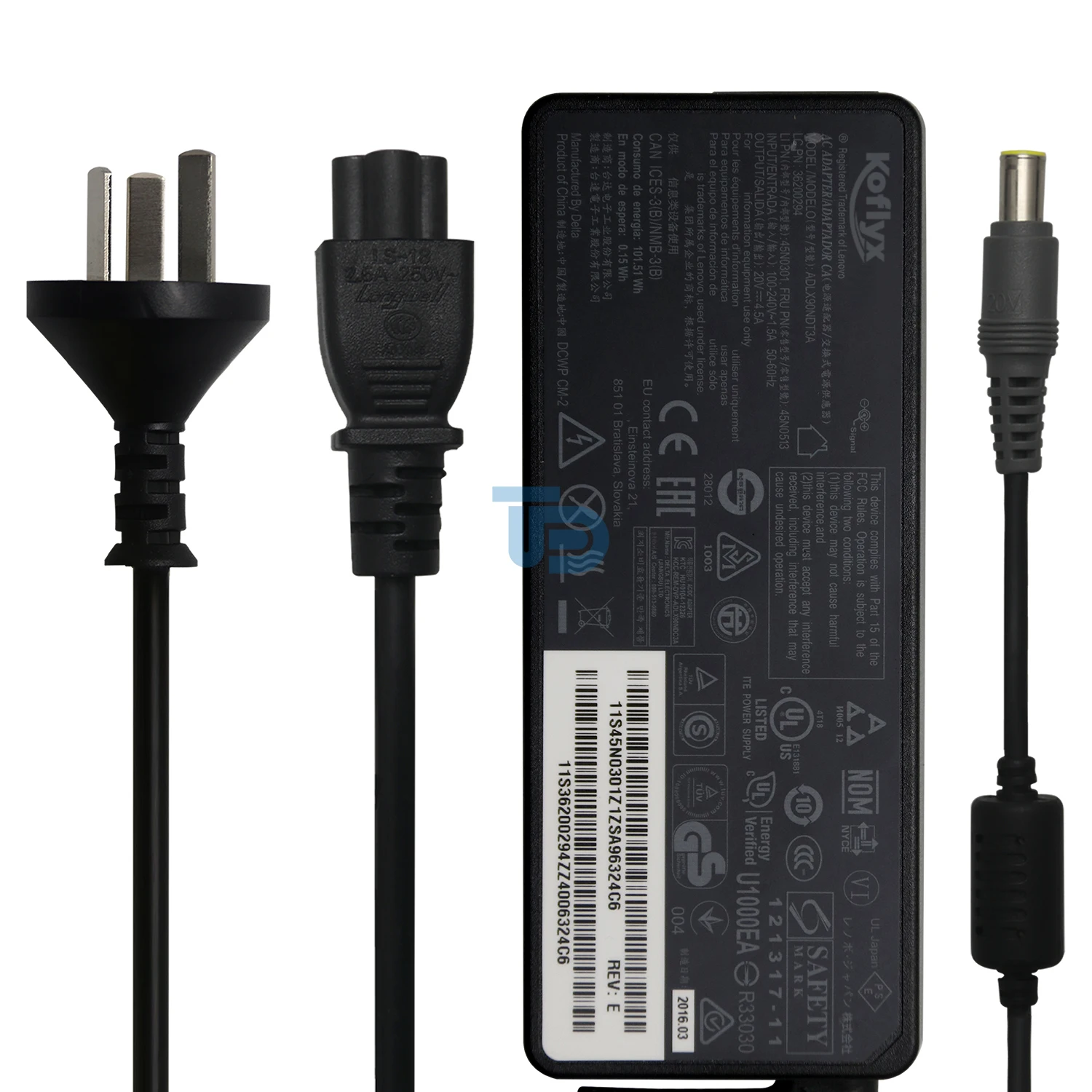 Koflyx Laptop Power Adapter charger 20V 4.5A 90W 7.4mm for lenovo ThinkPad X230/T430/T460s/T530/W530/L430 Laptop Edge E430/E435