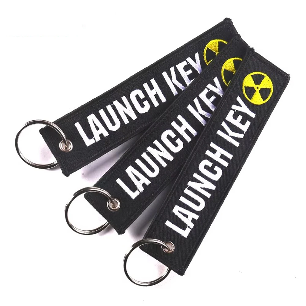 3 PCS/LOT Nuclear Launch Key Chain Key Chain for Motorcycles and Cars Scooters Tag Embroidery Key Fobs OEM Keychain Jewelry