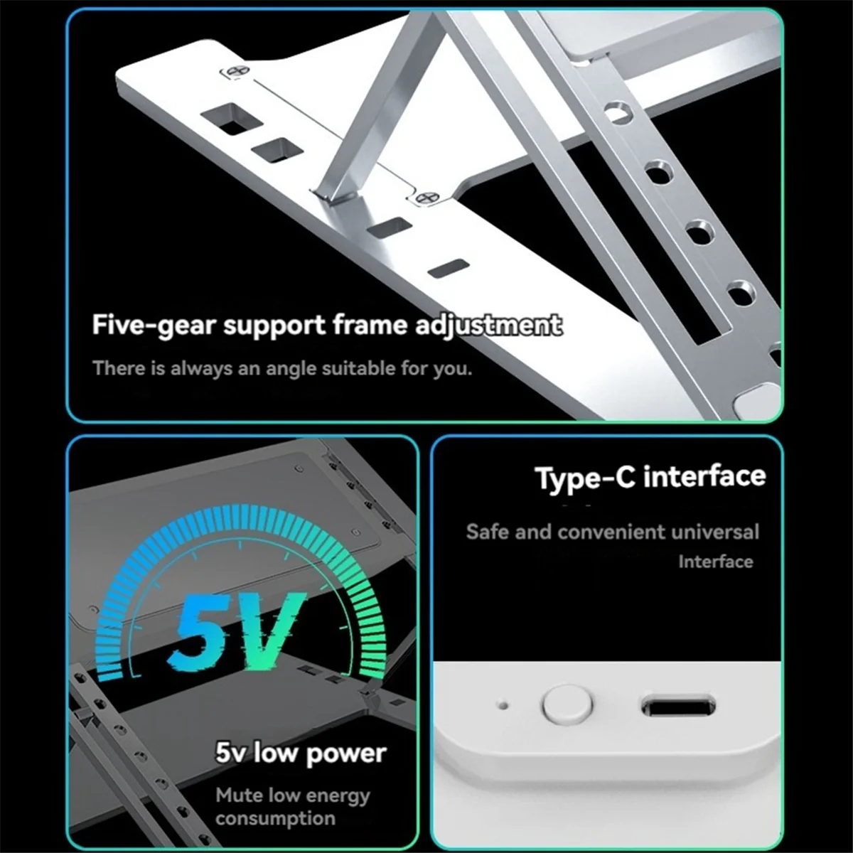 Semiconductor Refrigeration Laptop Radiator Gaming Laptop Base Bracket 5-Speed Adjustment for 12-18 Inch Laptop