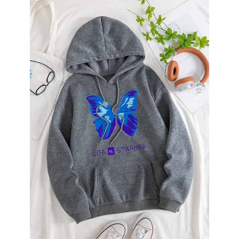 Life Is Strange Blue Butterfly Streetwear Men Women Hip Hop Streetwear Autumn Pullover Hoodie Fashion Fleece Couple Hoodies