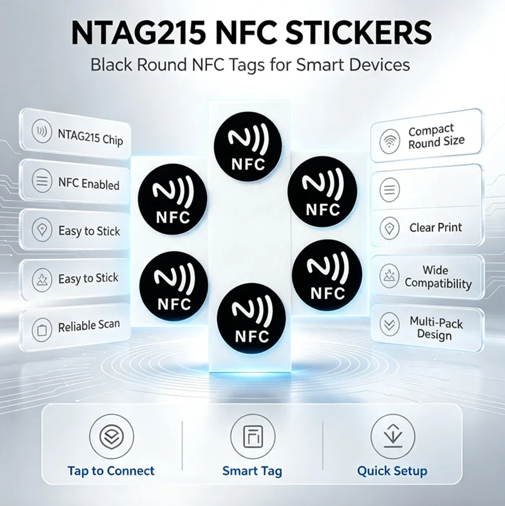Programmable NFC Tag NTAG215 13.56MHz Universal Smart Devices NFC Chip Sticker 504 Bytes Personal Automation Coin Tags