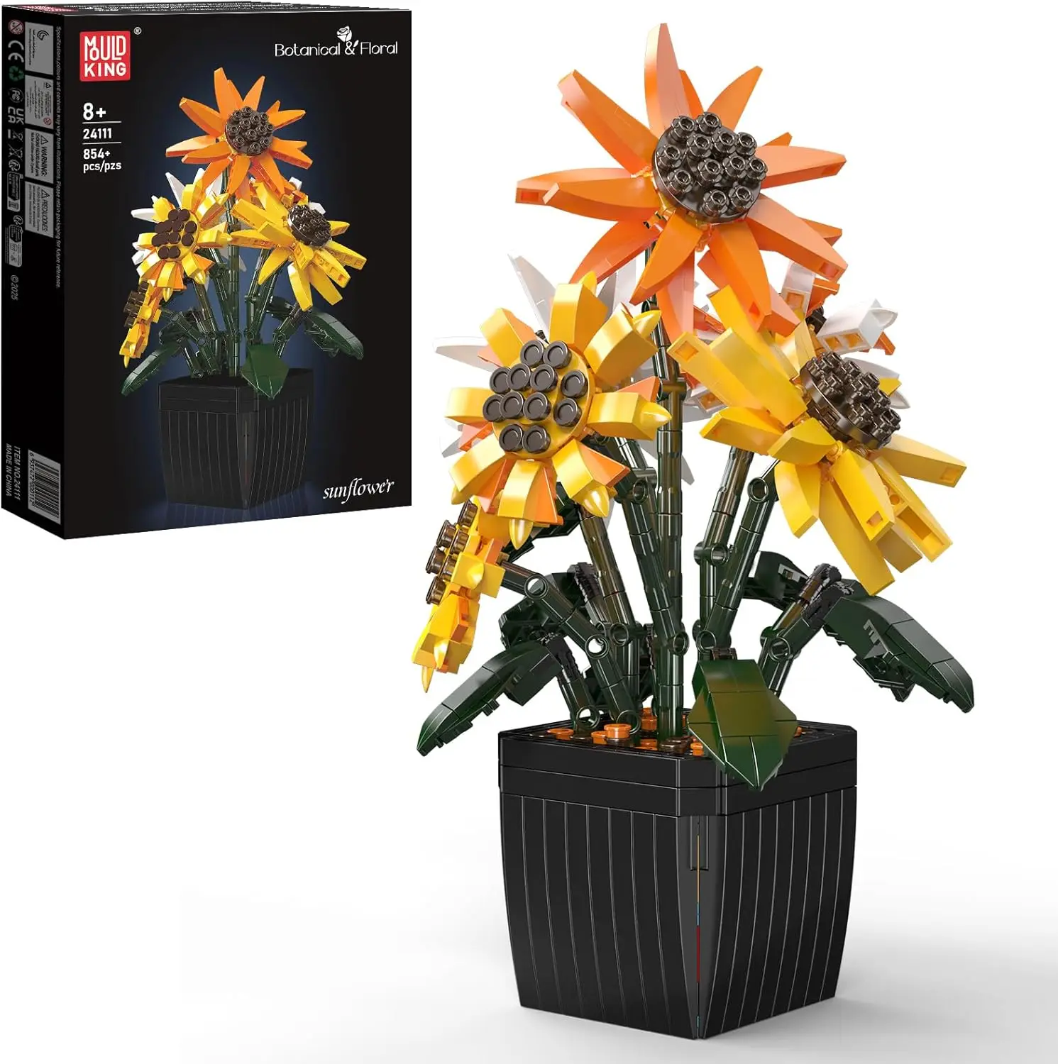 

Mould King 24111 854 PCS Realistic Sunflower Building Set with Pot, Home & Office Desk Decor for Adults, Gift Idea