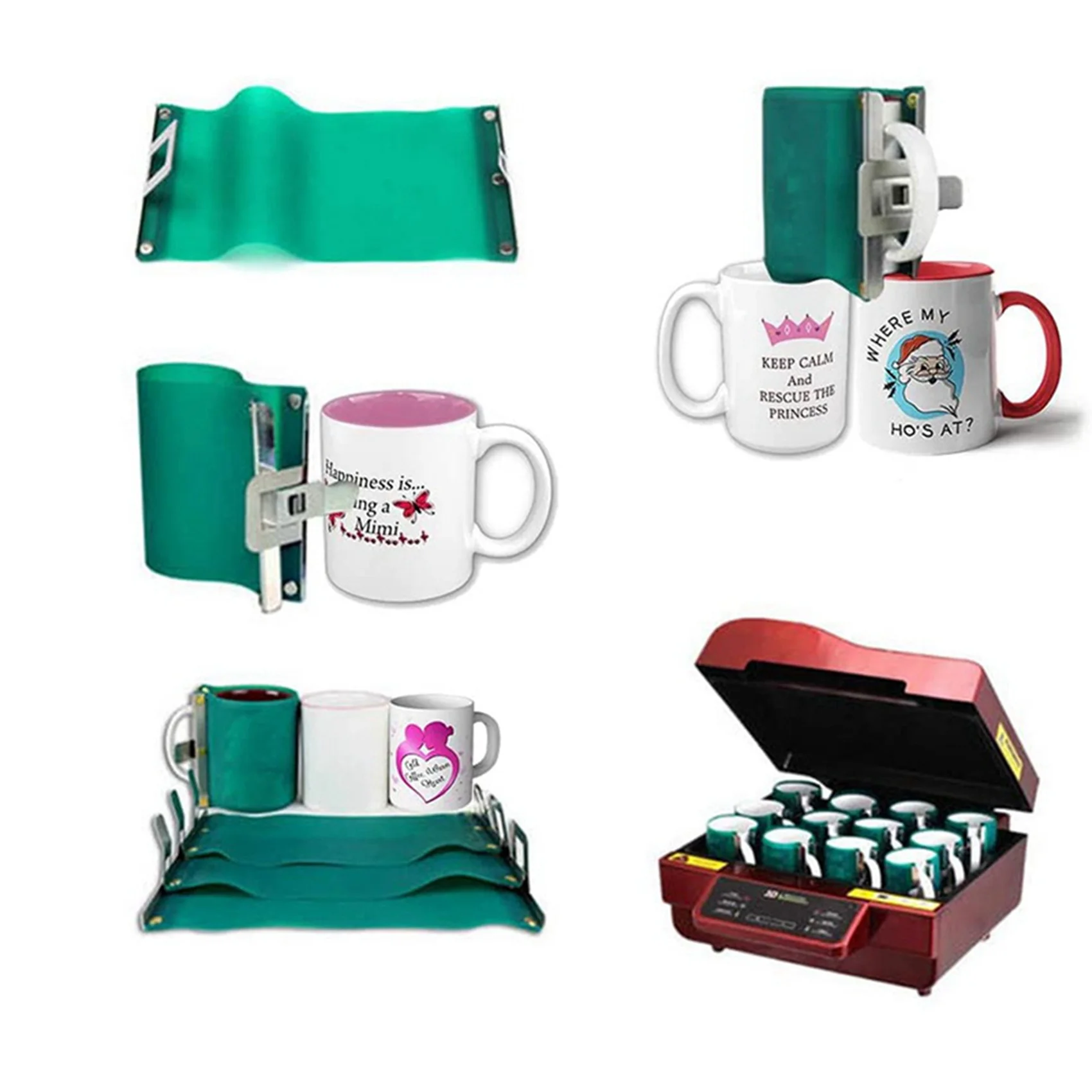 SEWS-8Pcs Silicone Mug Wrap For Sublimation Mugs 11OZ Mug Wraps For Sublimation In Oven 3D Silicone Mug Wrap Sublimation