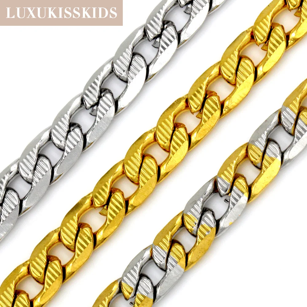 LUXUKISSKIDS Kpop Link Chains For Man Woman Curb Cuban 6/8MM Solid Colar Basic Gothic Necklaces Punk Stainless Steel Accessories