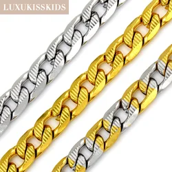 LUXUKISSKIDS Kpop Link Chains For Man Woman Curb Cuban 6/8MM Solid Colar Basic Gothic Necklaces Punk Stainless Steel Accessories