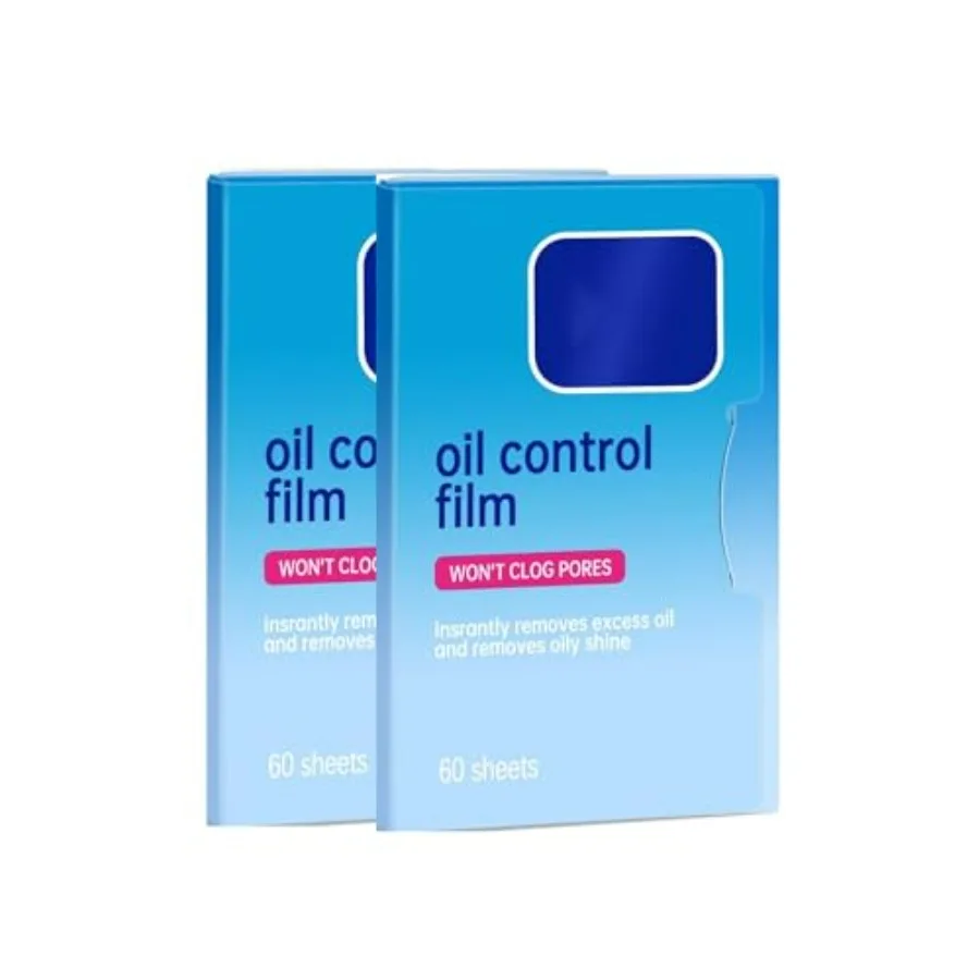

2 Packs 120 Sheets Oil Absorbing Blotting Sheets for Oily Skin, Makeup-Friendly and Portable Oil Wipes