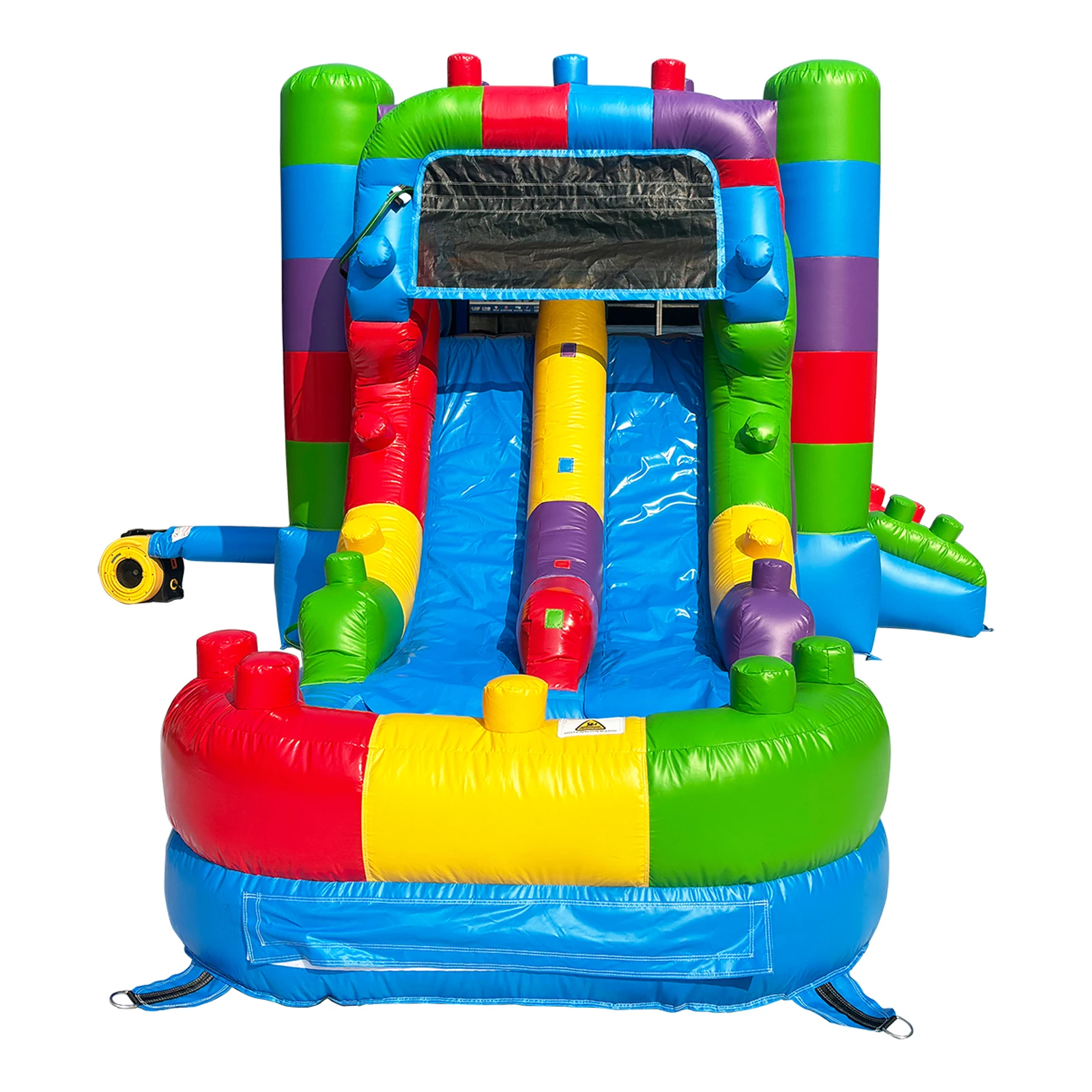 Casa gonfiabile di rimbalzo di grado commerciale combinata con scivoli d'acqua, festa in cortile per bambini, 100% PVC, tema di blocchi di costruzione