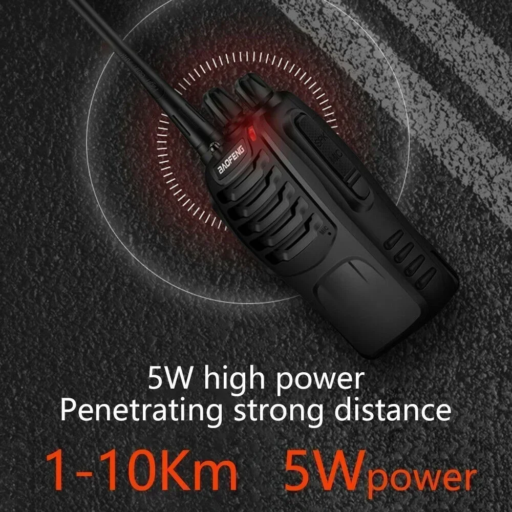 2PCS/1PCS 5KM Range Wireless Walkie-Talkie Talkie UHF 400-470MHz 5W Handheld Two-way Ham Radio(Desk Charge+BF888)