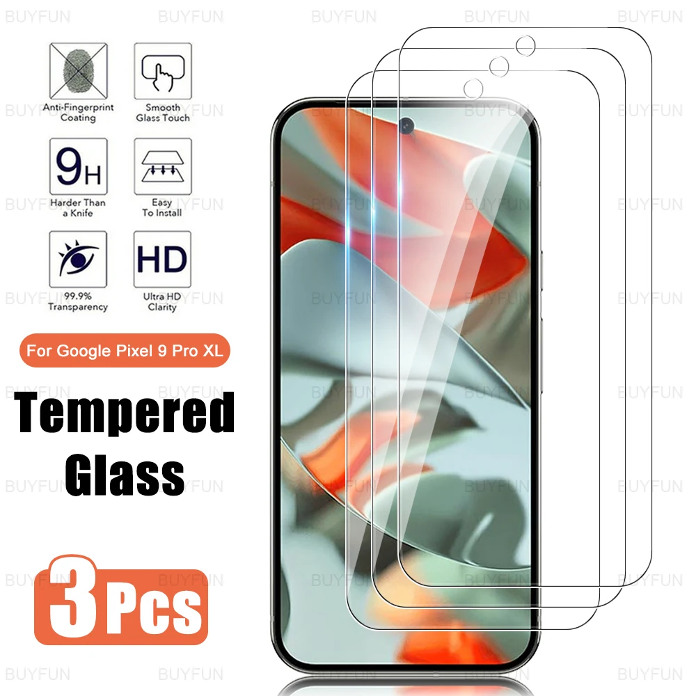 3Pcs 3D High Alumina Glass for Google Pixel 9 Pro XL 6.8'' Safty Screen Protector Pixel9 9Pro Pixel9pro 9ProXL Thick Glue Film