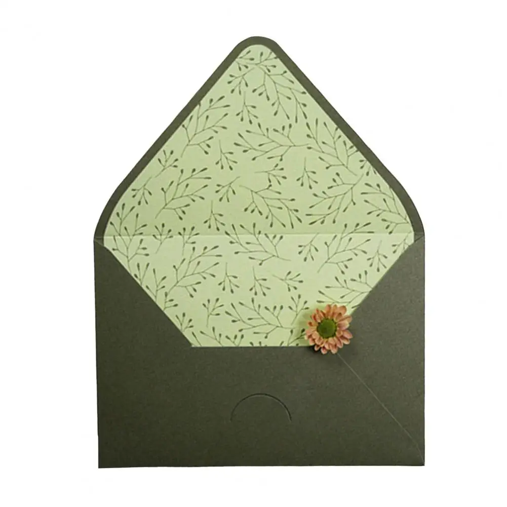 Green Envelope Elegant Golden Border Business Envelopes for Office Mailing Checks Invoices Self Seal