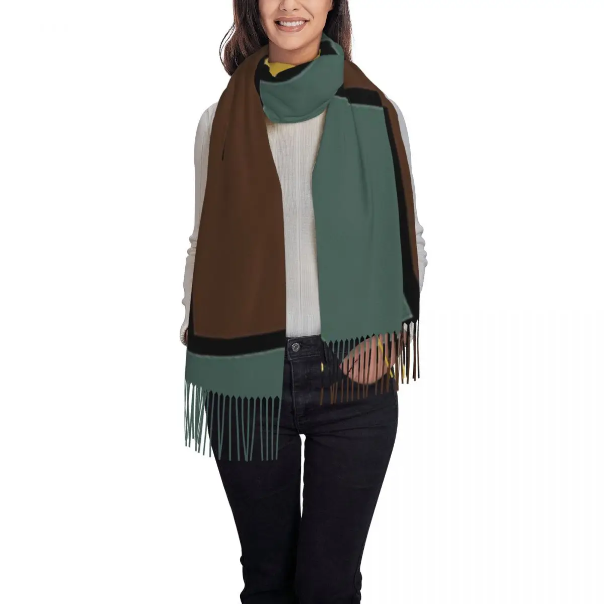 WW1 German Camouflage Scarf Tassel Scarves for Women Soft Warm Shawls and Wraps Large Fall Winter Shawl Wrap