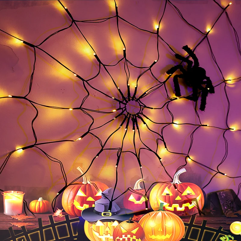 متوهجة شبكة العنكبوت ضوء هالوين الزخرفية LightLEDString أضواء شبح مهرجان الفوانيس أضواء الغلاف الجوي لوازم الحفلات