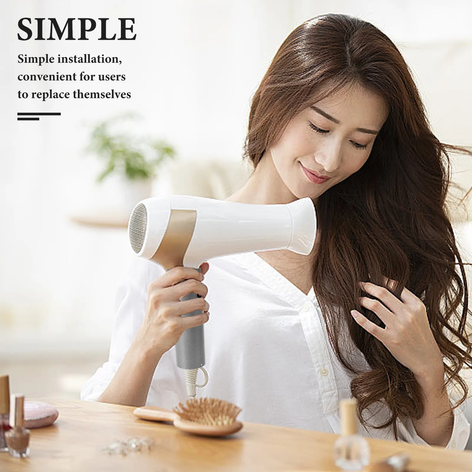 

Plastic Hair Dryer Replacement Cover Silver Professional Hand Grips DIY Repair Replacement Part for Hair Blower Tool Maintenance