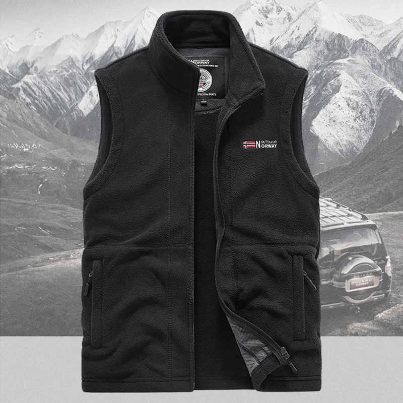 Polar Fleece Norwegen Weste Herren Outdoor Winter Warme Weste Mantel Stehkragen Armee Verdickte Westen Kleidung Jacke Ärmellose Weste – Detail 12