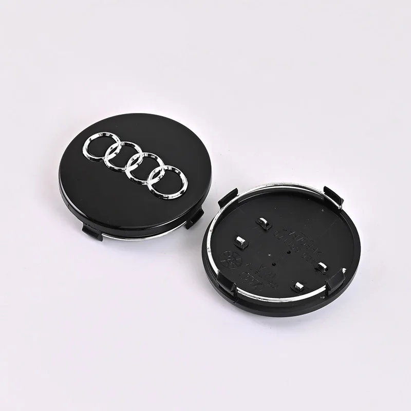 Estilo do carro Cap Wheel Center, Hub Covers, Emblema para Audi A3, A4, A5, A6, A7, A8, S4, S6, 60mm, 61mm, 68mm, 69mm, 77 milímetros, 4 PCes