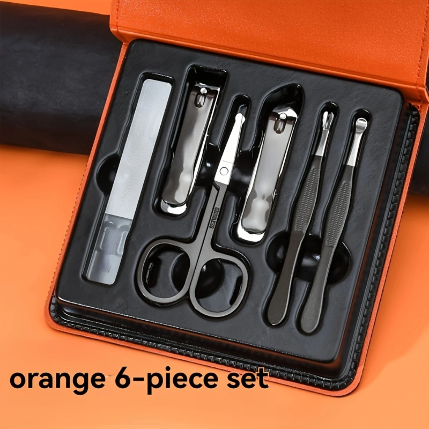 

Nail Care Set - Unscented Manicure Kit with Clippers, Scissors, Glass Nail File, and Leather Bag - Splashproof, Portable and Hi