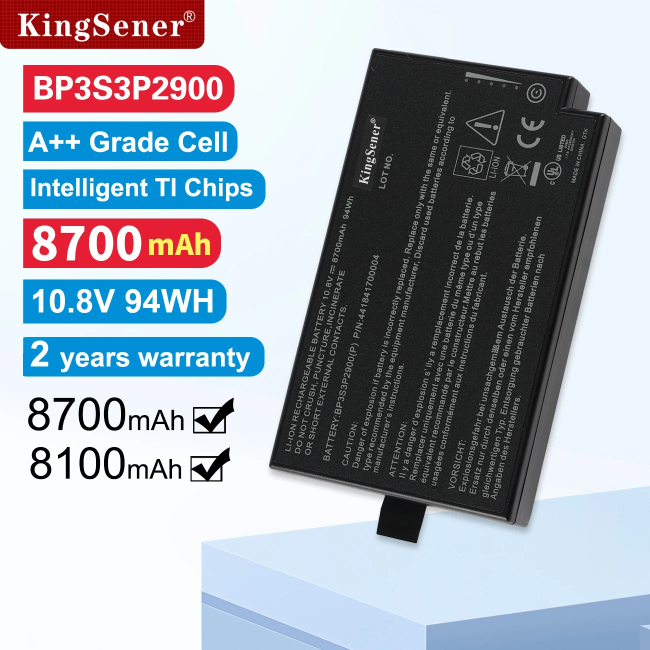 KingSener 10.8V 8700mAh BP3S3P2900 Laptop Battery For Getac B300 B300X BP3S3P2900 (P) 4418144000490 3ICR19/66-3 BP3S3P3450-2