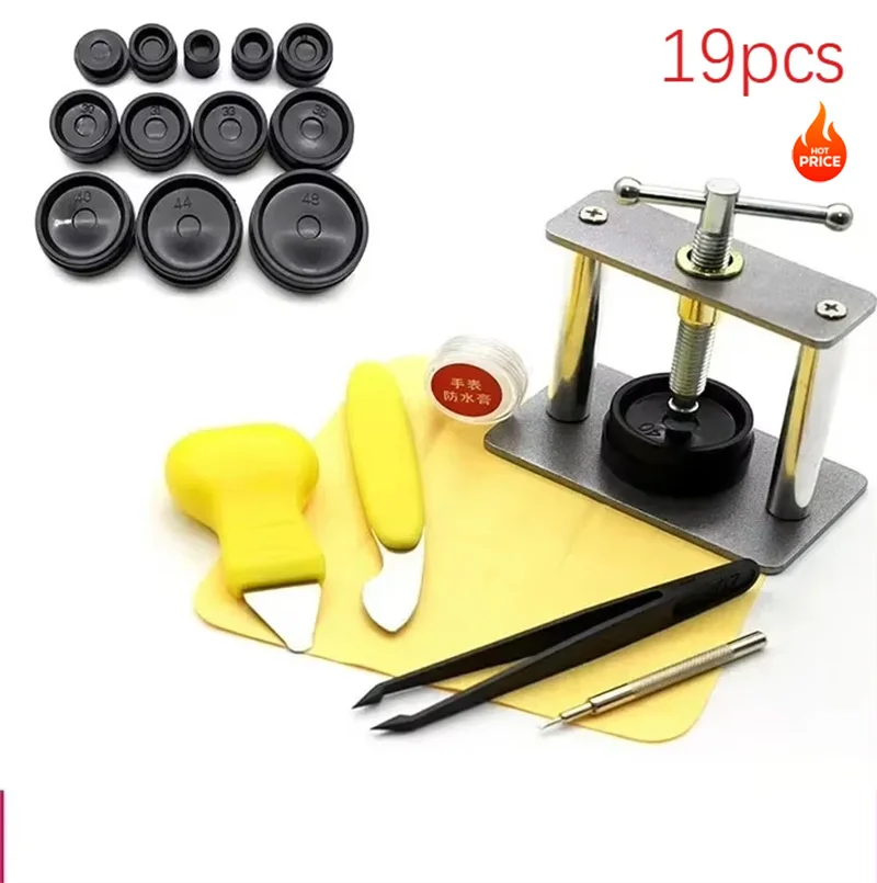 23PCS Professionelle Uhr Presse Set Uhr Zurück für FALL Schließen Werkzeug & Fitting Stirbt Uhr Reparatur Werkzeug sterben Kit für Uhrmacher