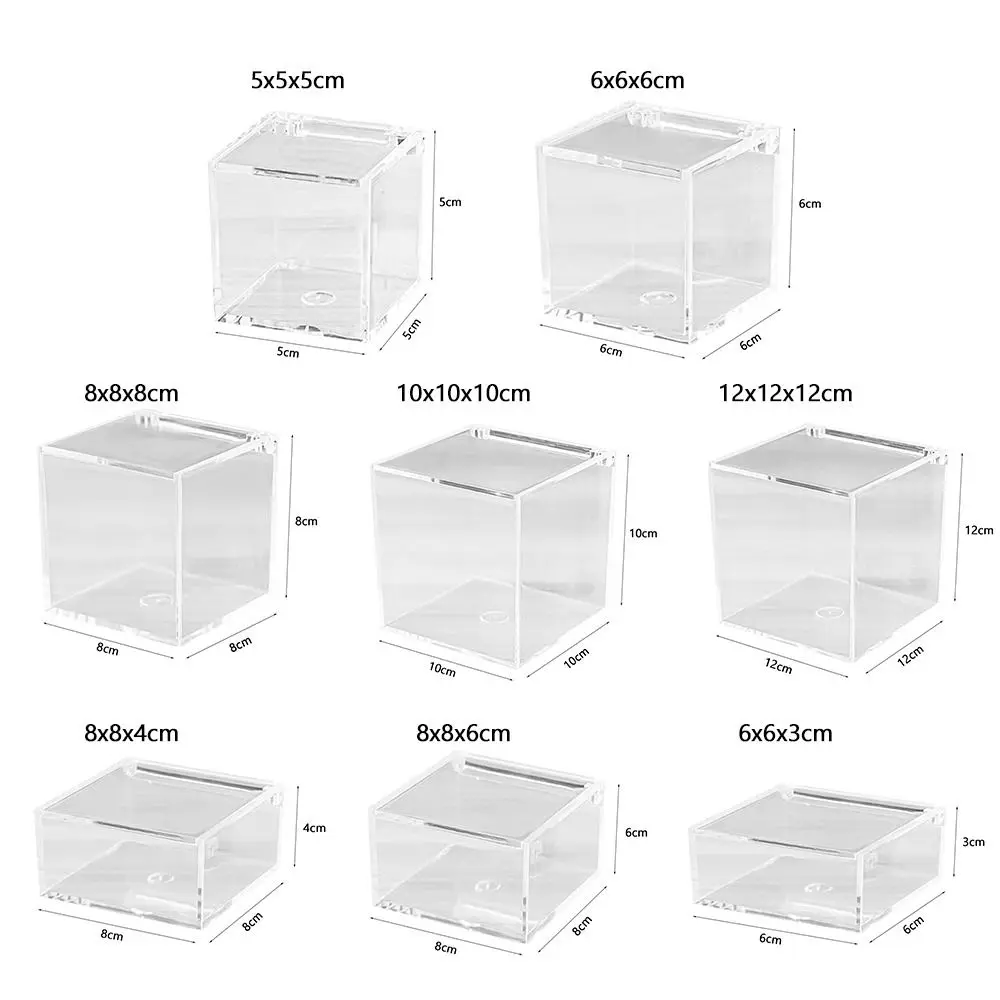 New Multi Size Storage Box Flip Cover Acrylic Plastic Box Square Transparent Dust Cover Party Decor