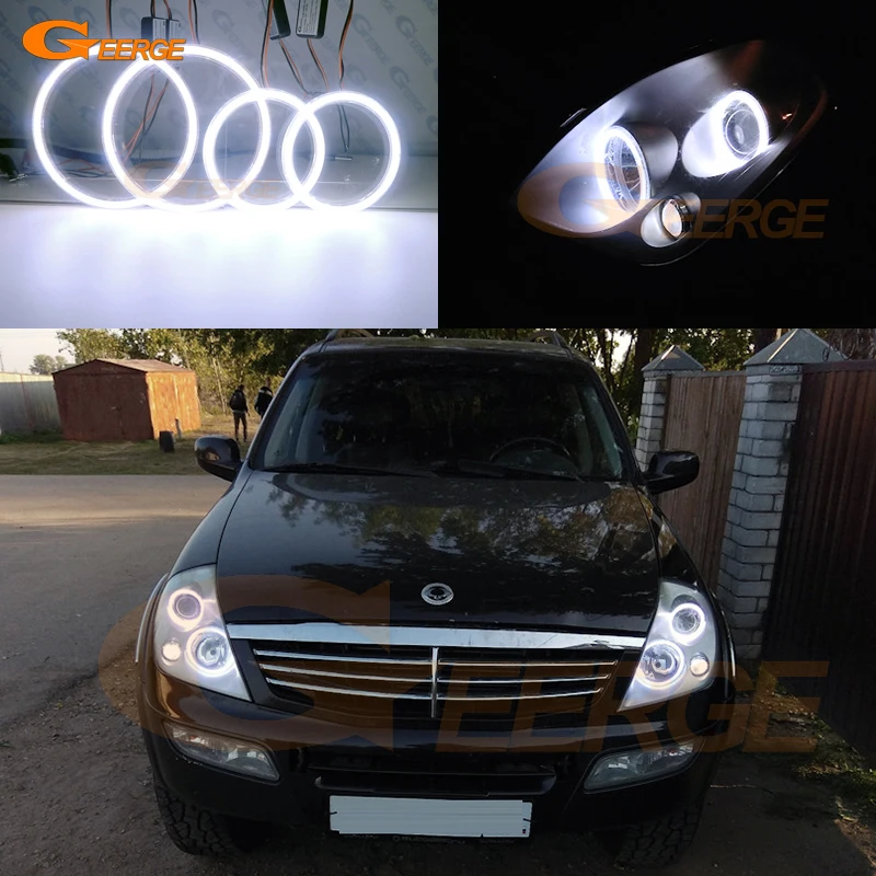 For Ssangyong Rexton 2003 2004 2005 2006 2007 2008 2009 2010 2011 2012 Day Light Ultra Bright COB Led Angel Eyes Kit Halo Rings
