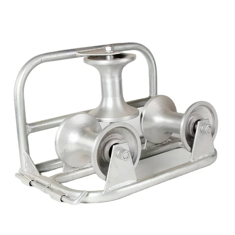 

Ground Triple Nylon Sheaves Corner Cable Roller , Cable Laying Roller
