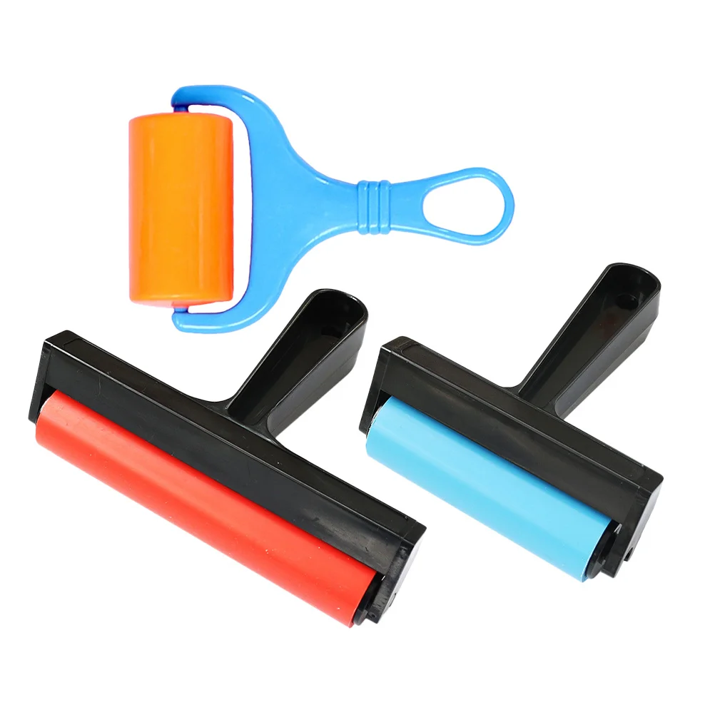 

3pcs Oil Ink Printmaking Roller For Rhinestone Art Precision Placement Uniform Pressure Bead Roller Multi-Use Craft Tool Rolling