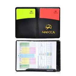 Soccer Referee Record Book Fluorescent Red Yellow Cards With Leather Wallet And Pencil Recording Paper Football Equipment