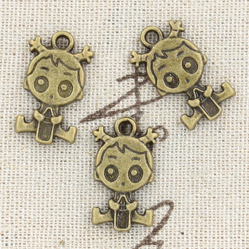 10pcs Charms Baby Girl Boy 24x13mm Antique Bronze Silver Color Pendants Making DIY Handmade Tibetan Bronze Silver Color Jewelry